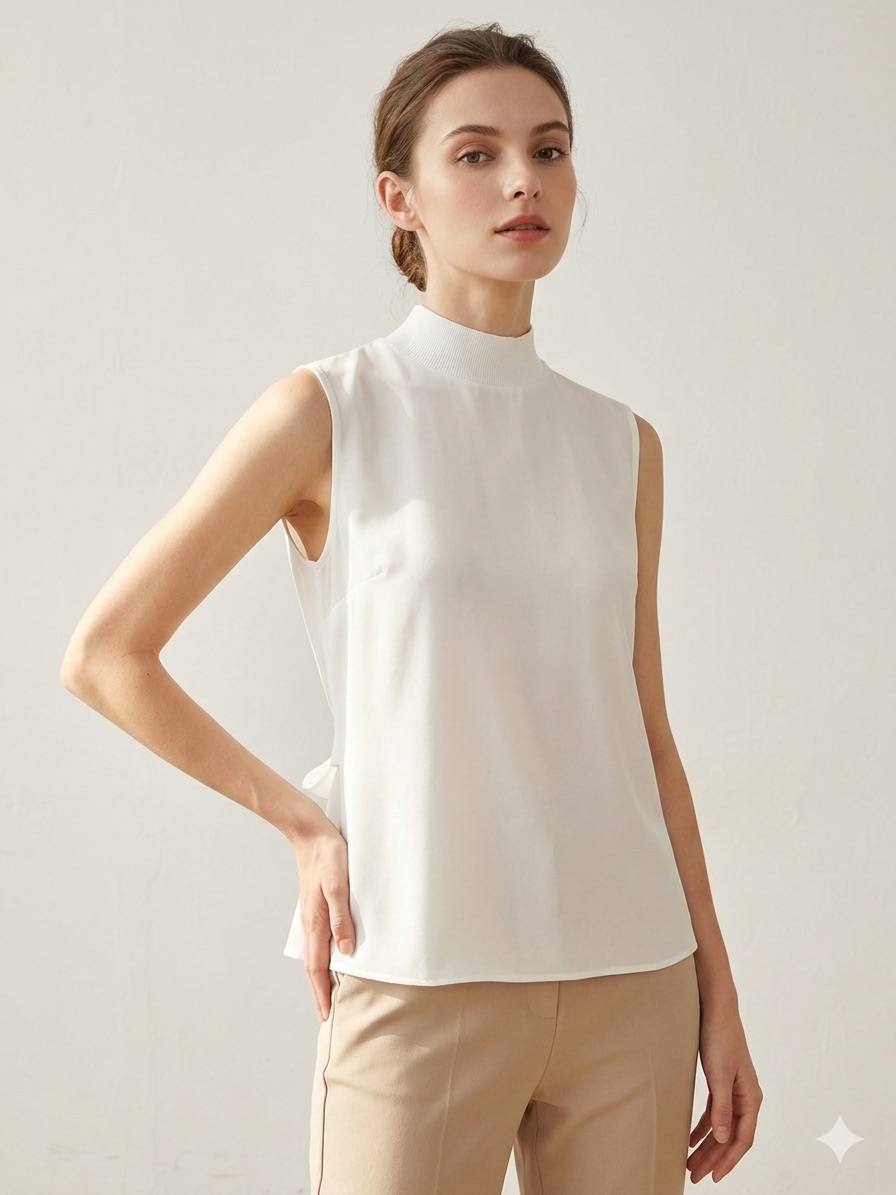 Vince Silk Sleeveless Back Tie Blouse